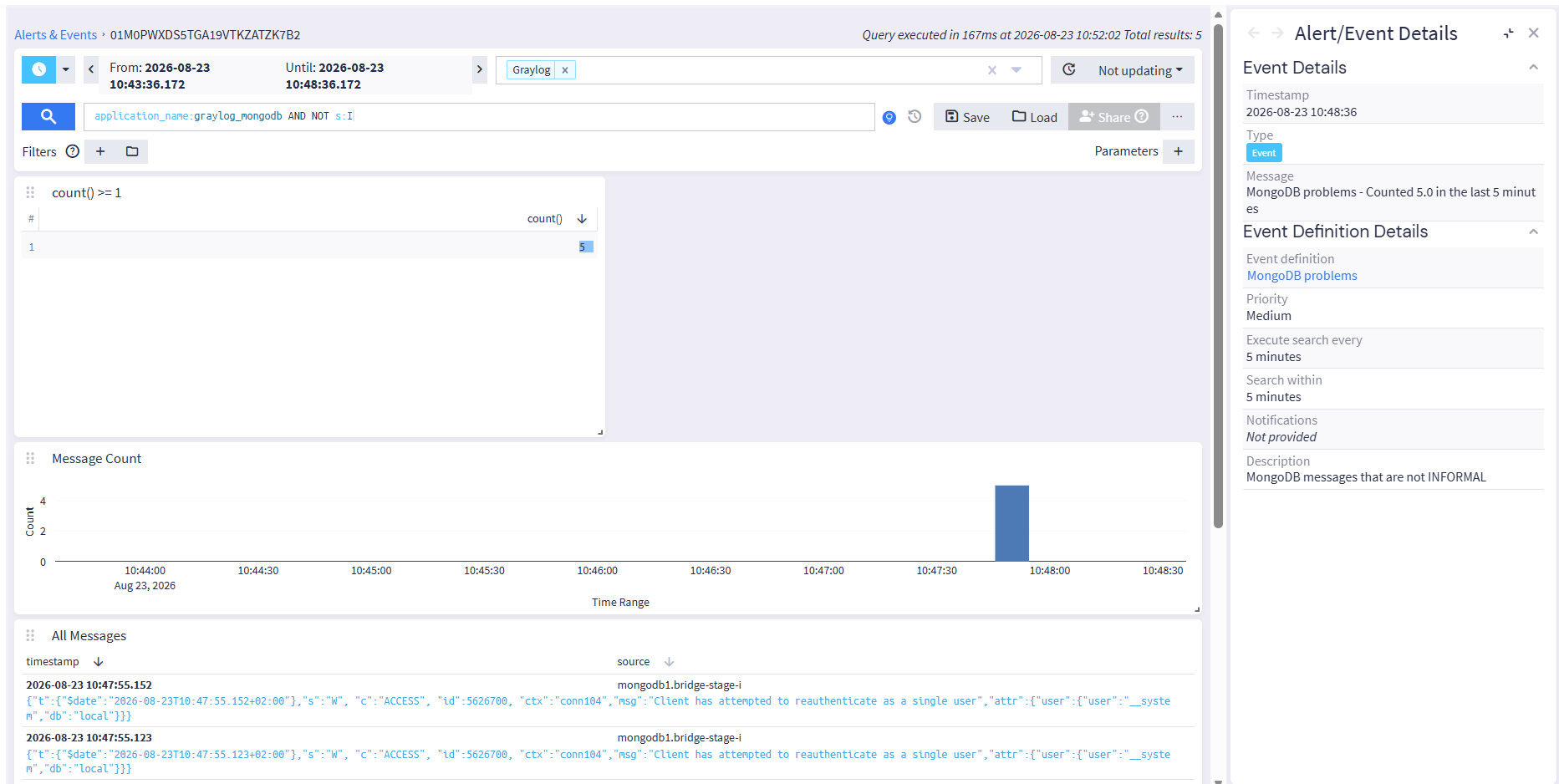Replay search with the event details panel