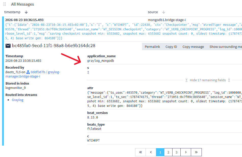 Favorite fields in the message details