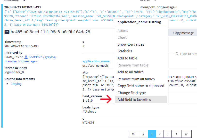 Adding a field to the favorites