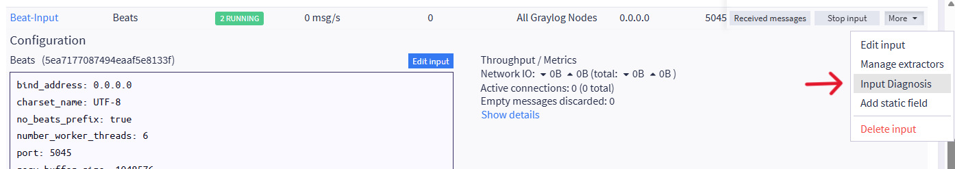 Rules page in Input Diagnostics